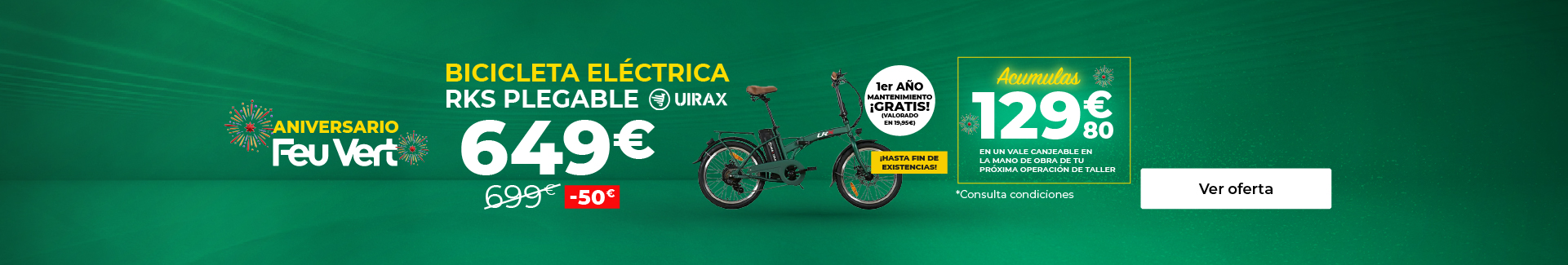 Bici eléctrica plegable RKS Shimano Uirax fold urbana V2 Verde